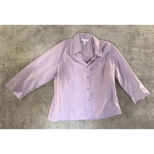 Dressbarn Lavender Button Down 3/4 Sleeve Blouse Size XL